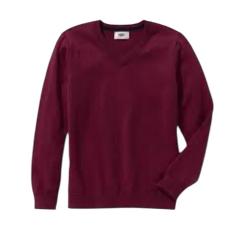 NWT Old Navy Boys Uniform‎ Classic V-Neck Sweater in Deep Burgundy Fall Winter